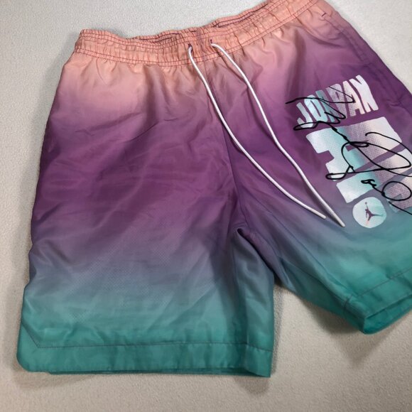 Jordan DNA Pool Shorts Mens S 29 Purple Mesh Liner Drawstring Multicolor Rainbow - Picture 5 of 13